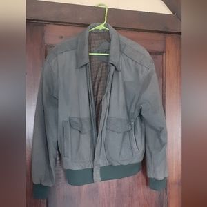 Moss green suede bomber jacket